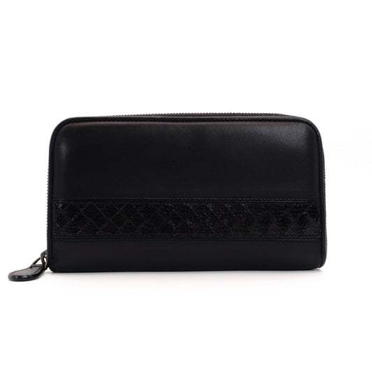 BOTTEGA VENETA Long Wallet Leather Intrecciato Black Men