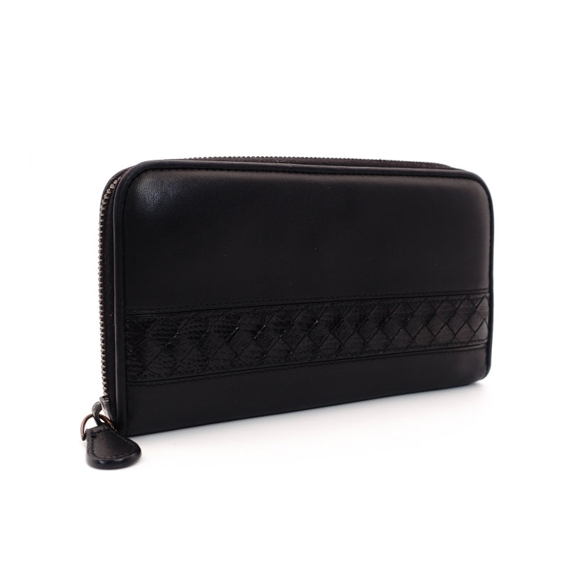 BOTTEGA VENETA Long Wallet Leather Intrecciato Black Men