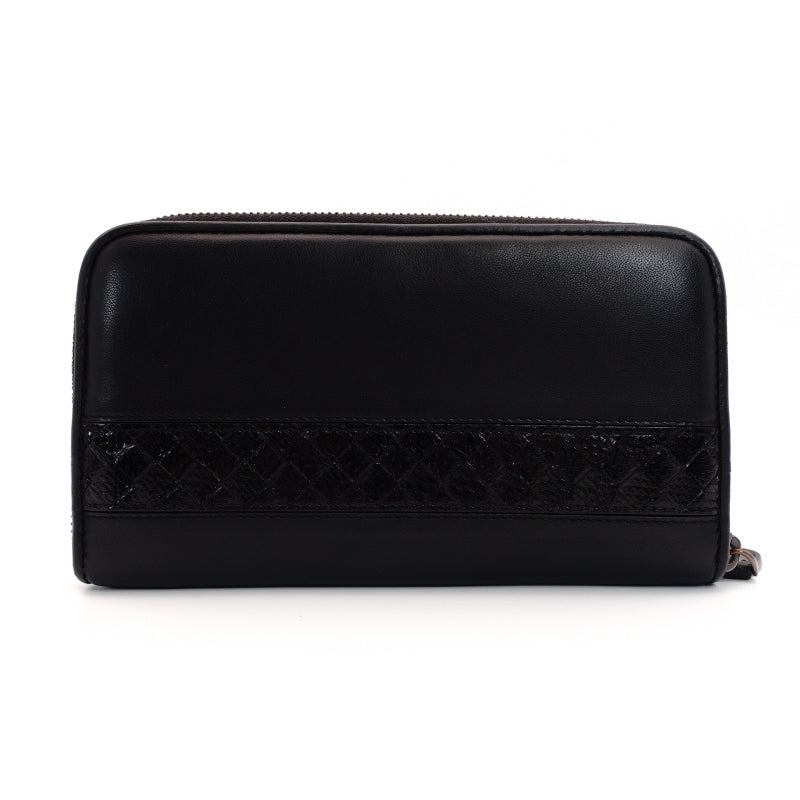 BOTTEGA VENETA Long Wallet Leather Intrecciato Black Men