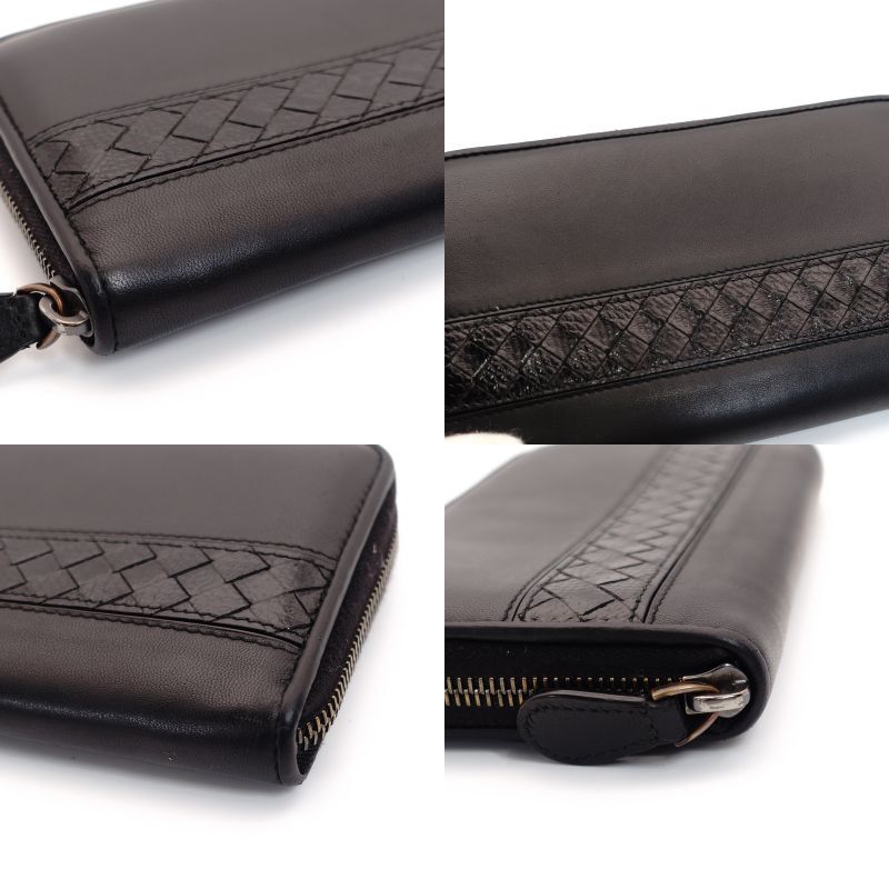 BOTTEGA VENETA Long Wallet Leather Intrecciato Black Men