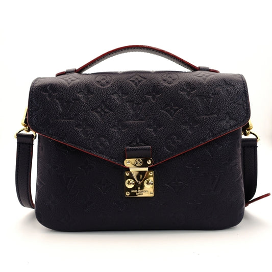 LOUIS VUITTON Anplant Pochette Métis MM Handbag 2-Way Navy Leather 7-5-008