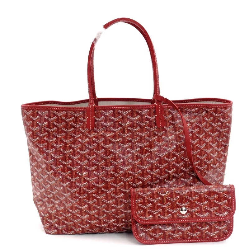 Goyard Saint-Louis PM Tote Bag Red PVC Leather Red with Pouch 7-5-226