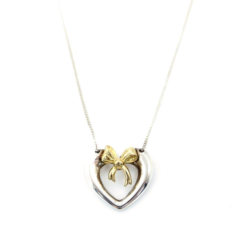 Tiffany & Co. Necklace Heart Ribbon Silver 925 K18 Approx. 9g