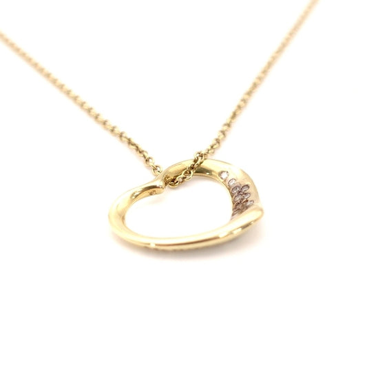 Tiffany & Co. Necklace Open Heart K18 Diamond 750 2.7g