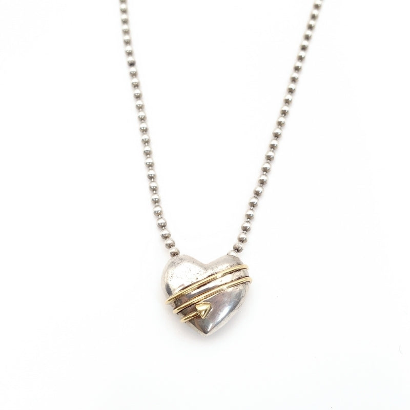 Tiffany & Co. Heart Arrow Necklace Silver 925 K18 Approximately 22.7g