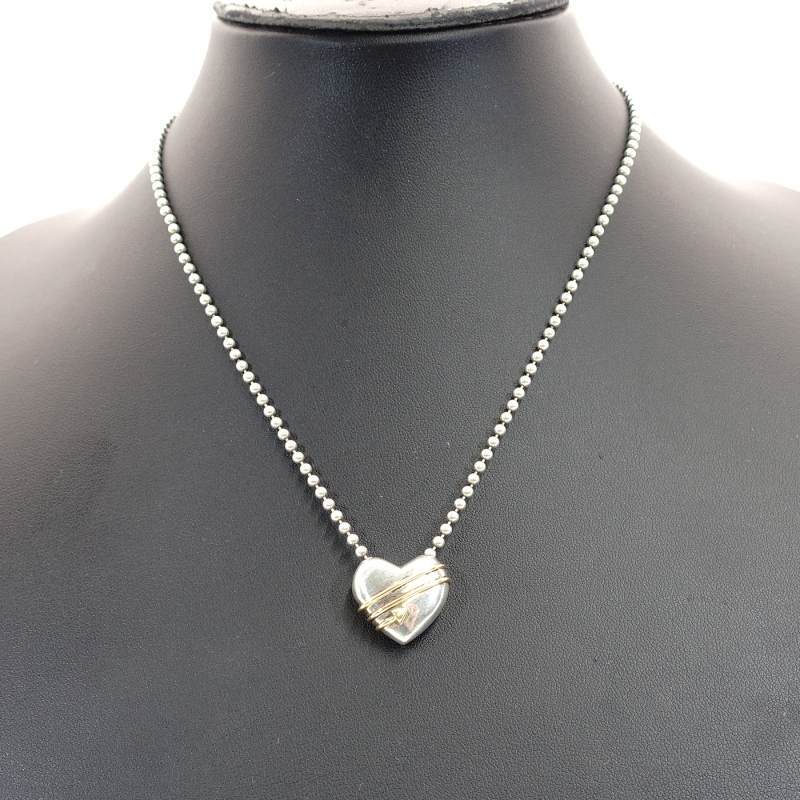 Tiffany & Co. Heart Arrow Necklace Silver 925 K18 Approximately 22.7g