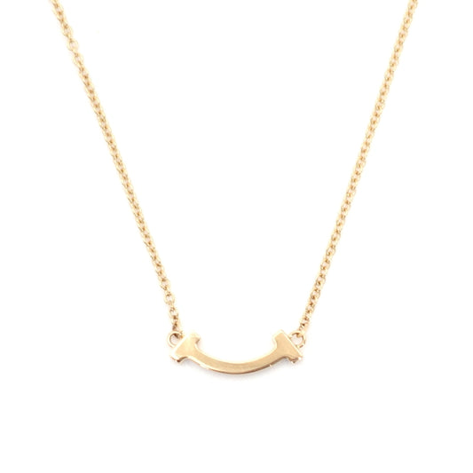 Tiffany & Co. T Smile Mini Necklace Pink Gold K18 Approximately 2.2g