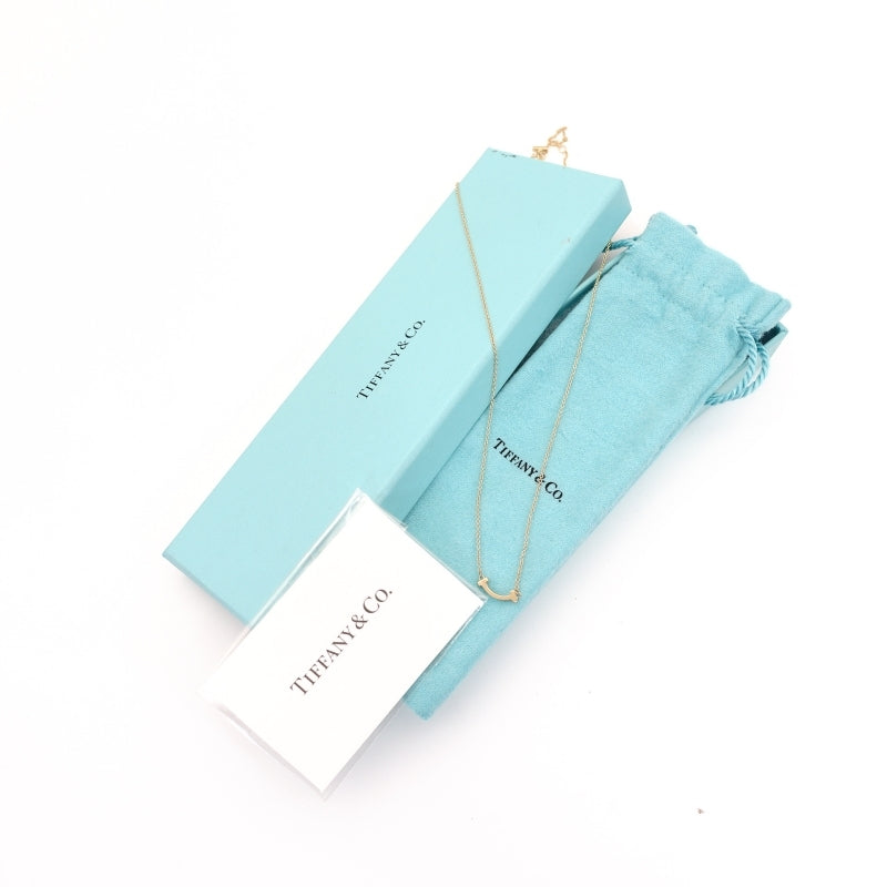 Tiffany & Co. T Smile Mini Necklace Pink Gold K18 Approximately 2.2g