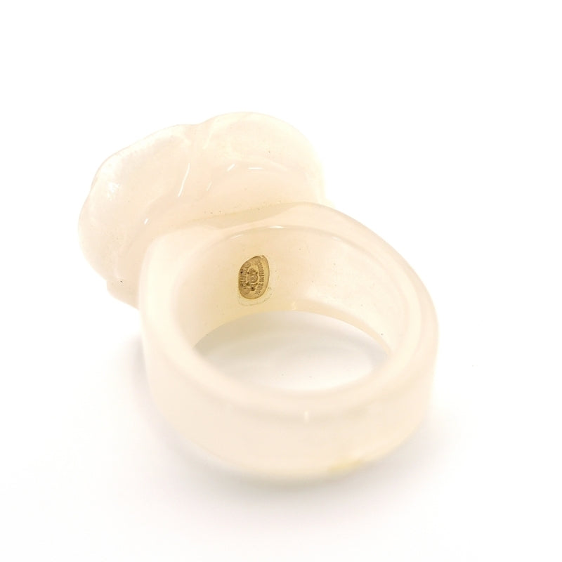 CHANEL Camellia Coco Mark Ring Ivory 53 Rose CC Mark Logo Ring 1-2-1234