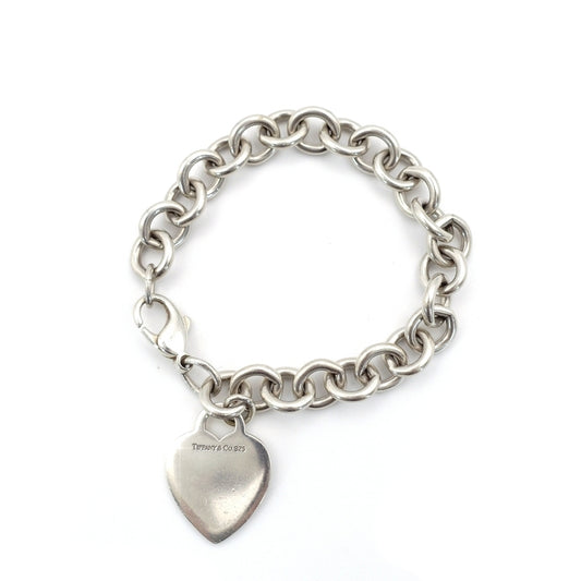 Tiffany & Co. Return Tiffany Heart Plate Chain bracelet SV925 Silver