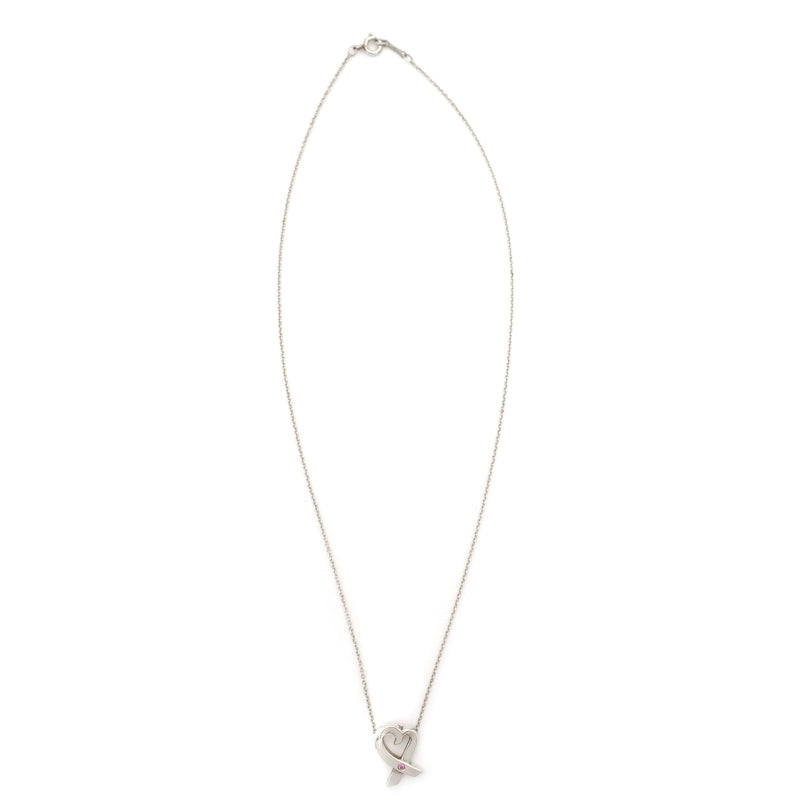 Tiffany & Co. Love Heart Necklace 1P Sapphire Silver 925 Approximately 3g