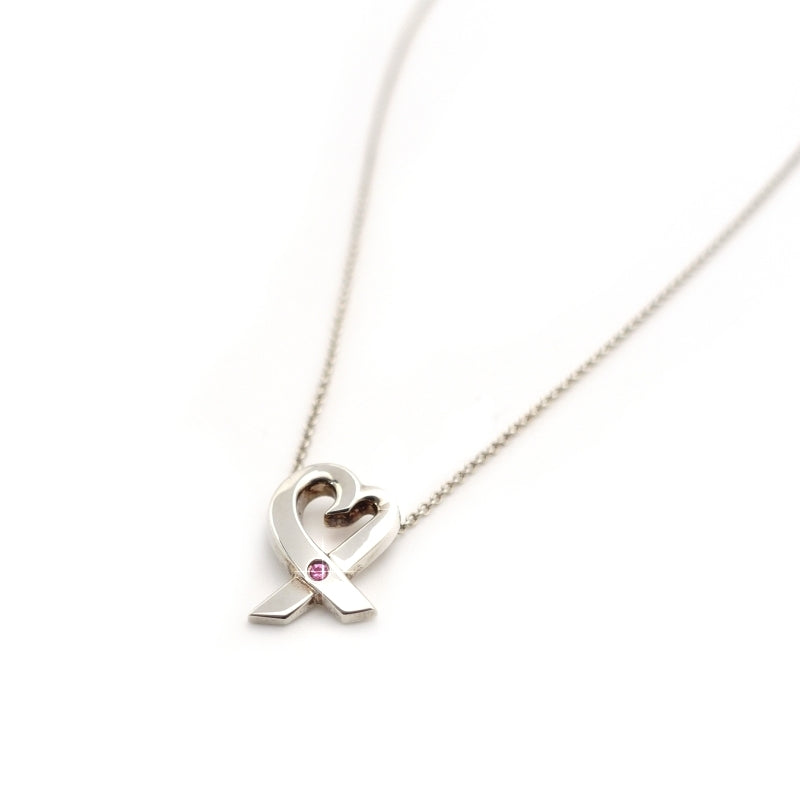 Tiffany & Co. Love Heart Necklace 1P Sapphire Silver 925 Approximately 3g