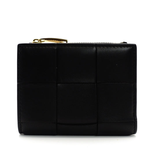 BOTTEGA VENETA Wallet Intrecciato Black Leather Bifold Black 7-7-546