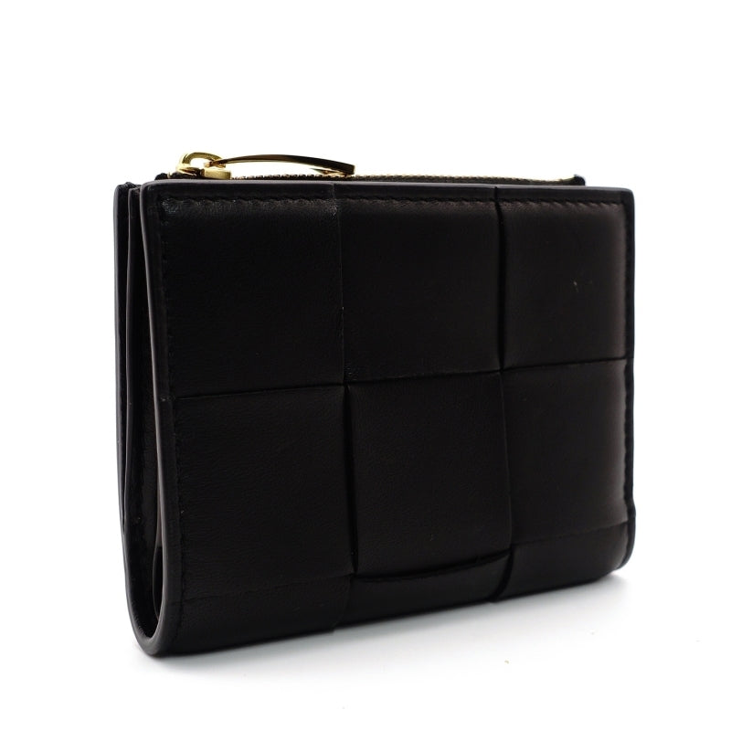BOTTEGA VENETA Wallet Intrecciato Black Leather Bifold Black 7-7-546