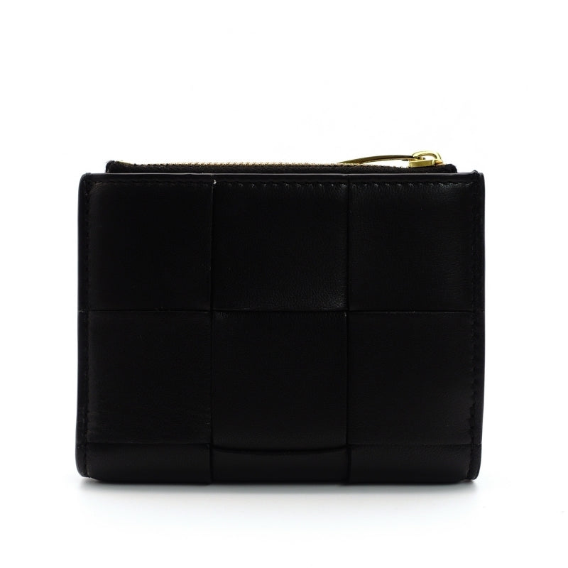 BOTTEGA VENETA Wallet Intrecciato Black Leather Bifold Black 7-7-546
