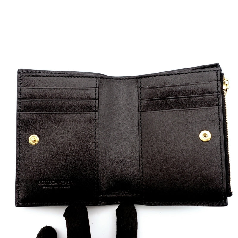 BOTTEGA VENETA Wallet Intrecciato Black Leather Bifold Black 7-7-546