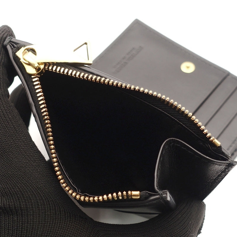 BOTTEGA VENETA Wallet Intrecciato Black Leather Bifold Black 7-7-546