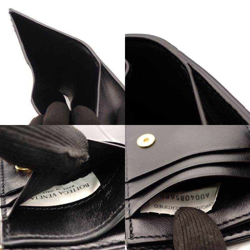 BOTTEGA VENETA Wallet Intrecciato Black Leather Bifold Black 7-7-546