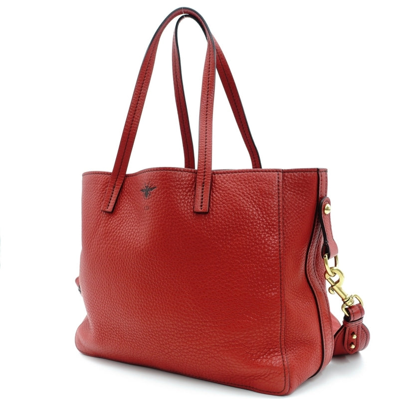 DIOR D-BEE Shopping Bag Red Leather 2-Way Shoulder Bag