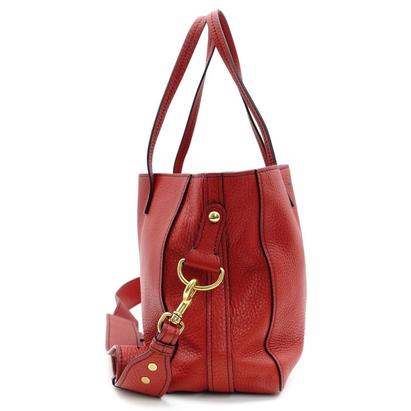 DIOR D-BEE Shopping Bag Red Leather 2-Way Shoulder Bag