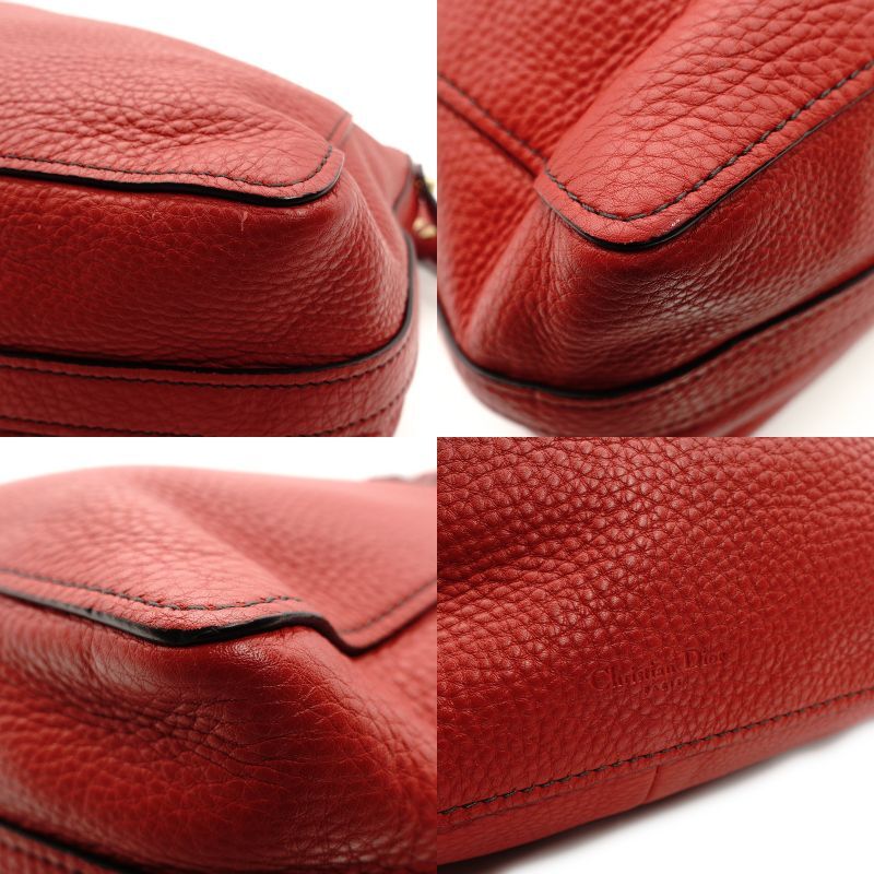 DIOR D-BEE Shopping Bag Red Leather 2-Way Shoulder Bag