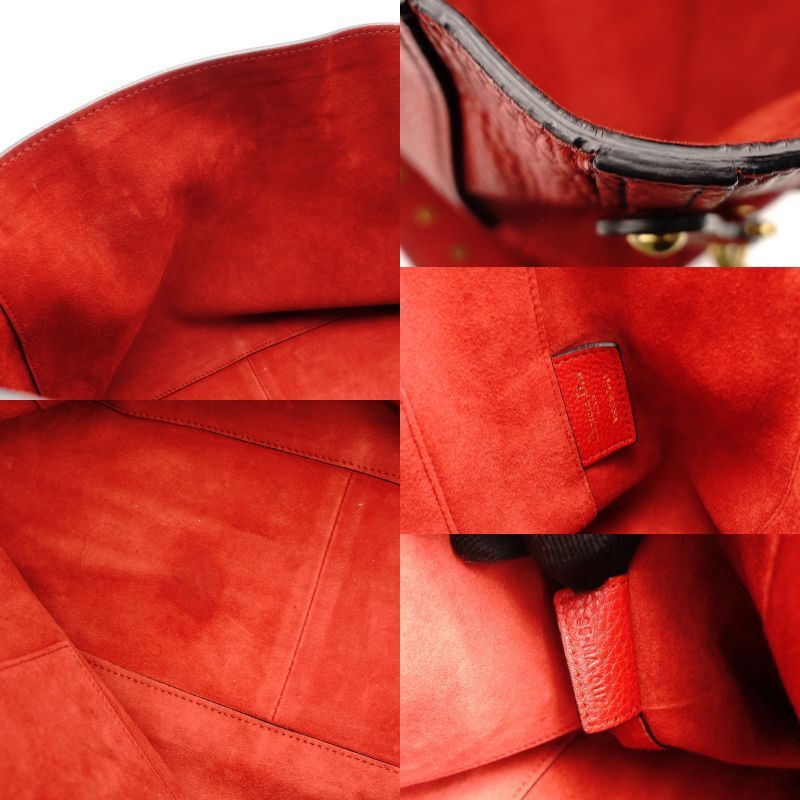 DIOR D-BEE Shopping Bag Red Leather 2-Way Shoulder Bag