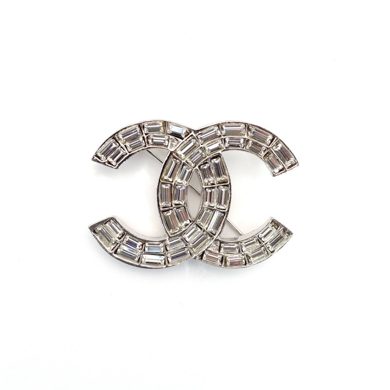 CHANEL Coco Mark Brooch with Rhinestones, Silver 01P 7-5-803