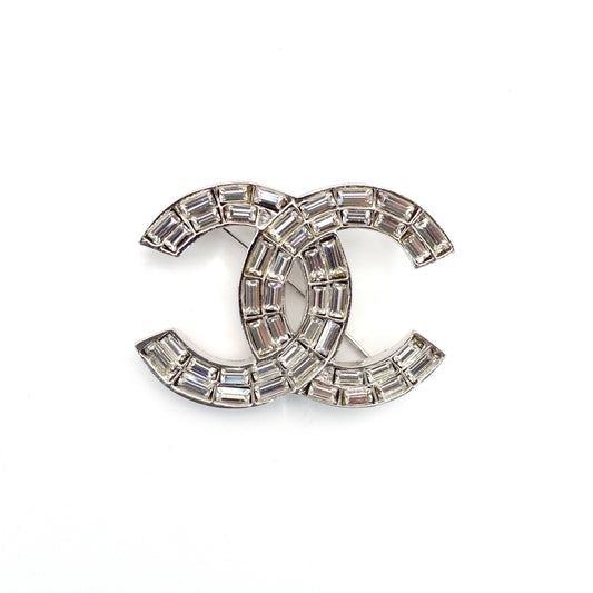 CHANEL Coco Mark Brooch with Rhinestones, Silver 01P 7-5-803