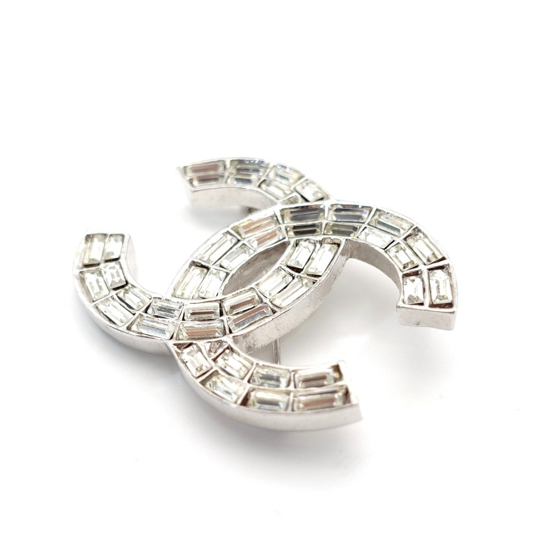 CHANEL Coco Mark Brooch with Rhinestones, Silver 01P 7-5-803
