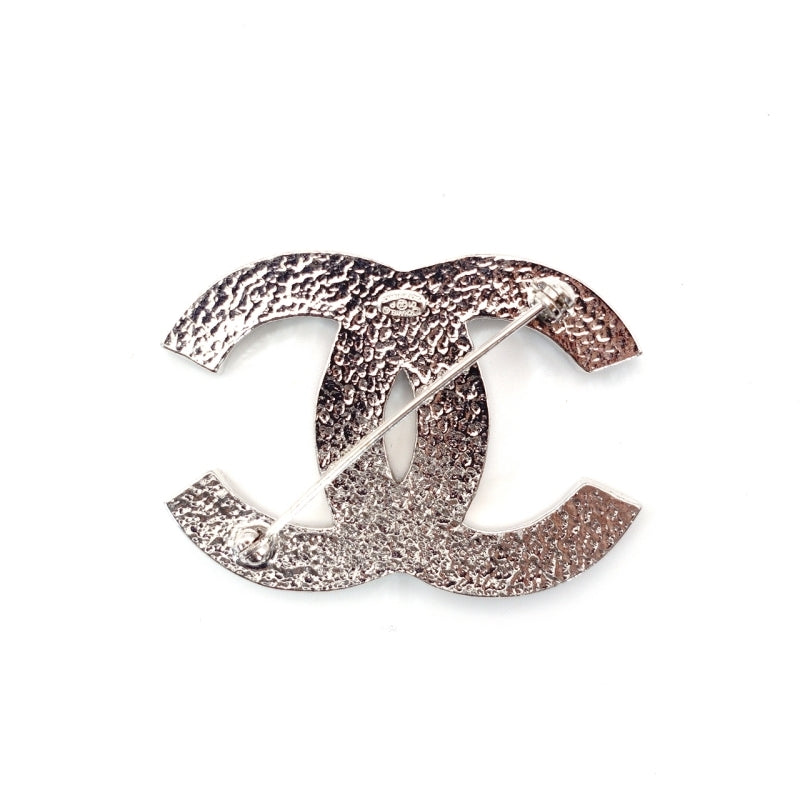 CHANEL Coco Mark Brooch with Rhinestones, Silver 01P 7-5-803