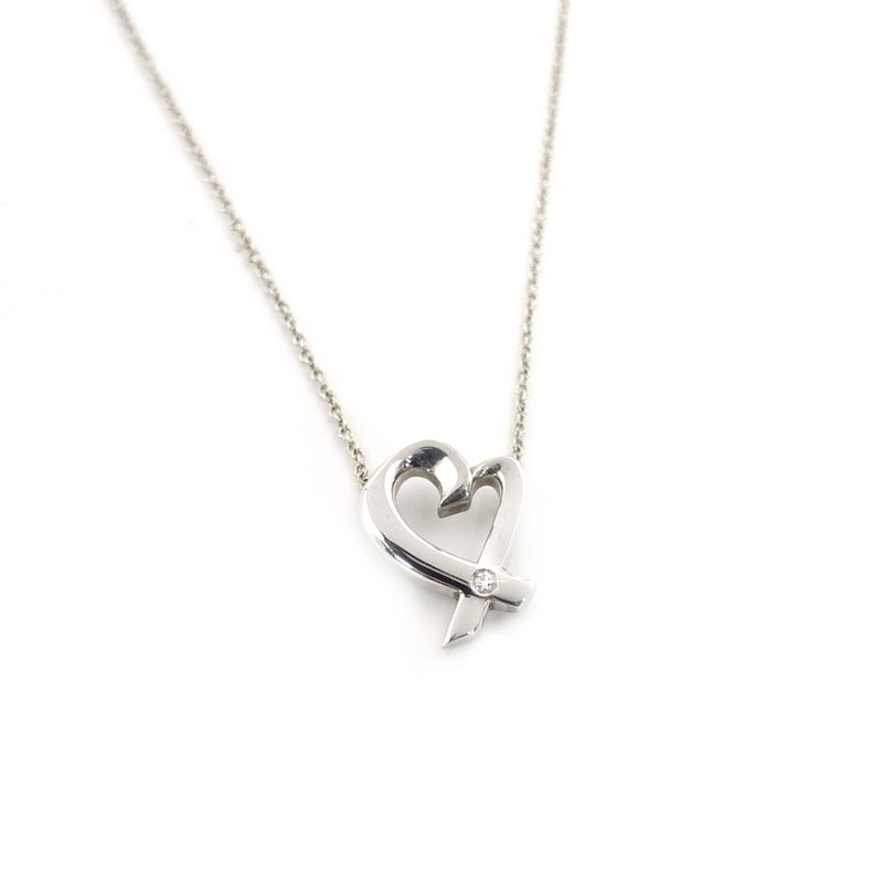 Tiffany & Co. Love Heart Necklace 1P Diamond Silver 925 Approximately 3g