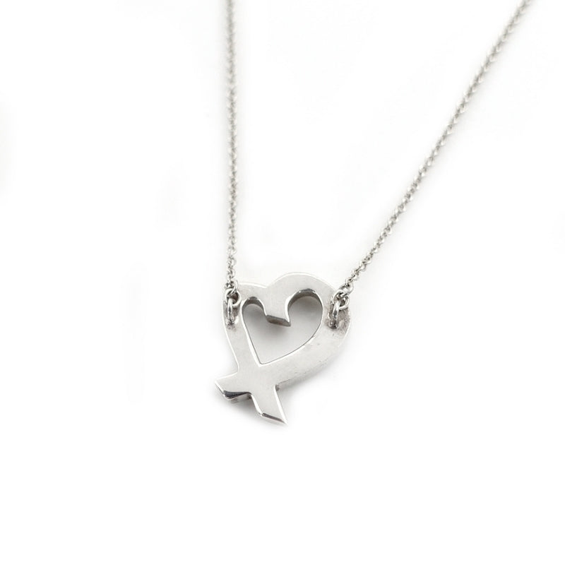 Tiffany & Co. Love Heart Necklace 1P Diamond Silver 925 Approximately 3g