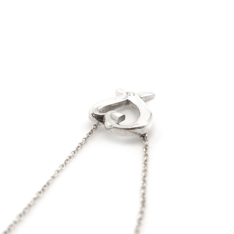 Tiffany & Co. Love Heart Necklace 1P Diamond Silver 925 Approximately 3g