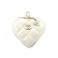 CHANEL Coco Mark Matelassé Patent Leather White Charm Coin Case
