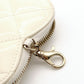 CHANEL Coco Mark Matelassé Patent Leather White Charm Coin Case