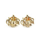 Christian Dior Emblem Earrings Vintage Gold Logo 7-6-523