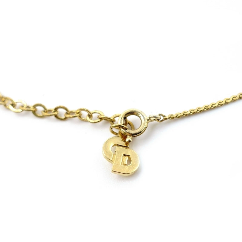 Christian Dior CD Logo Necklace Gold Vintage 7-6-620