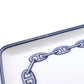 HERMES Chaine d'Ancre Square Plate White × Blue With Box 6-6-815
