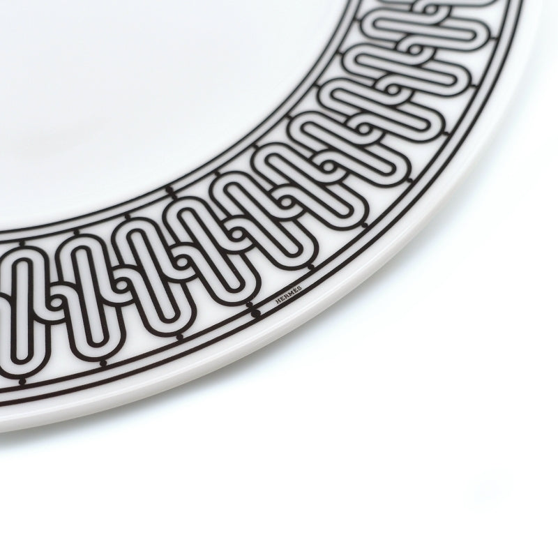 HERMES H Deco Plate Set of 2 Ash Deco Pair Plate Porcelain Diameter 22.5 cm 6-6-819