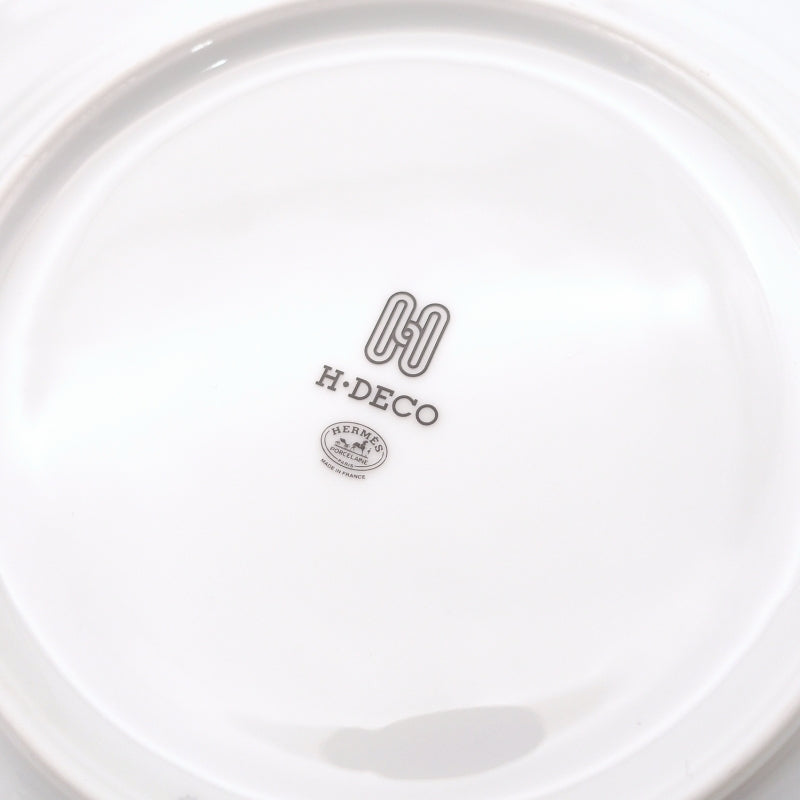 HERMES H Deco Plate Set of 2 Ash Deco Pair Plate Porcelain Diameter 22.5 cm 6-6-819