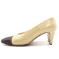 CHANEL Pumps Vintage Beige Black Leather Size 36 Approx. 9.1" 7-7-562-3