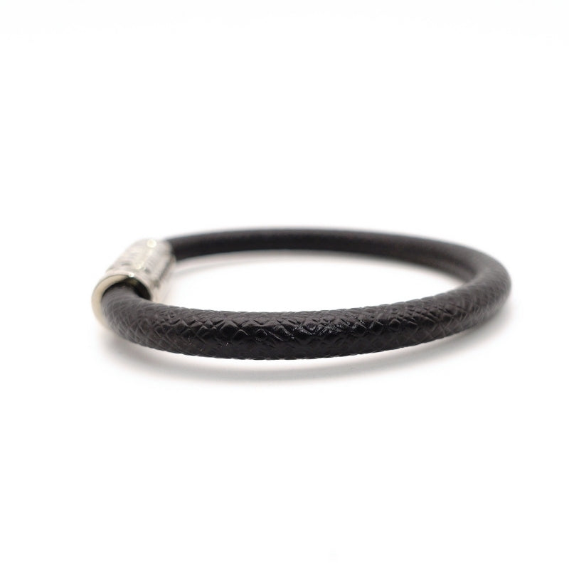 LOUIS VUITTON Bracelet Black Male Leather Silver Hardware