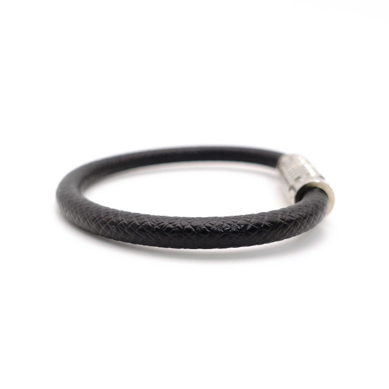 LOUIS VUITTON Bracelet Black Male Leather Silver Hardware