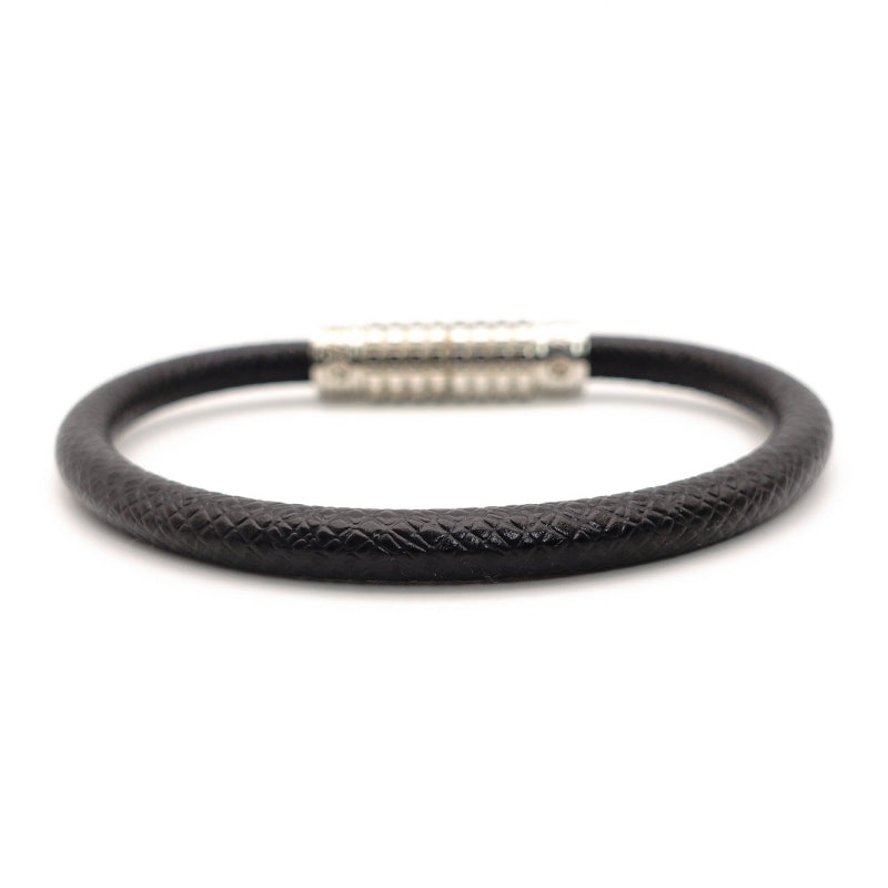 LOUIS VUITTON Bracelet Black Male Leather Silver Hardware