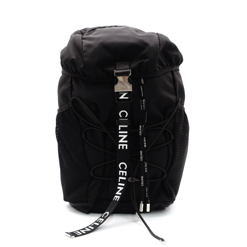CELINE Backpack Nylon Black Rucksack Trekking Logo Black Men's 7-7-669