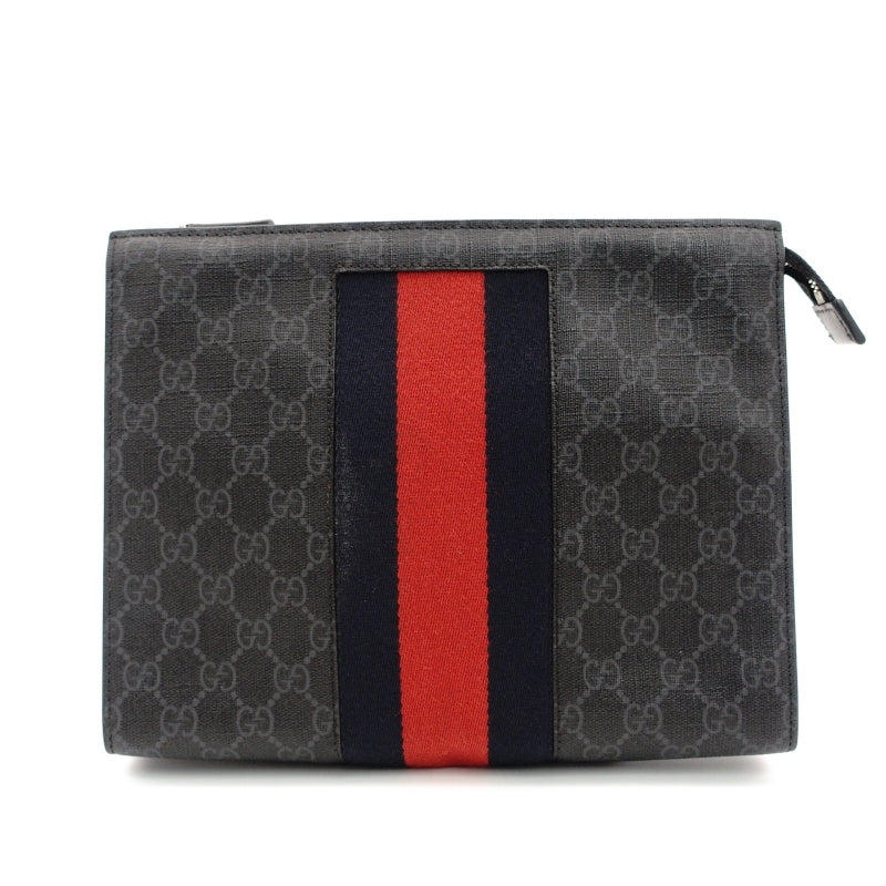 GUCCI Off-Dia Clutch Bag Gray PVC Men's Pouch 7-7-605