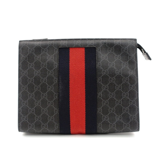 GUCCI Off-Dia Clutch Bag Gray PVC Men's Pouch 7-7-605