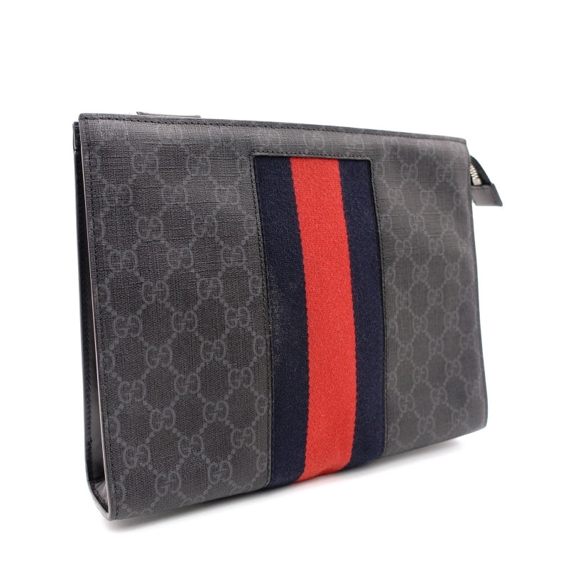 GUCCI Off-Dia Clutch Bag Gray PVC Men's Pouch 7-7-605