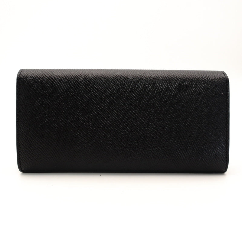 CELINE Large Flap Wallet Black Leather Black Wallet Long Wallet Logo 7-7-1103