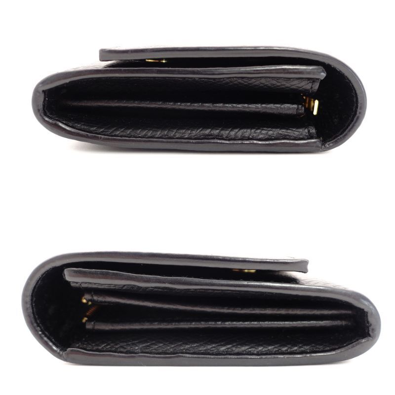 CELINE Large Flap Wallet Black Leather Black Wallet Long Wallet Logo 7-7-1103